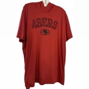 NFL Team Apparel New Era San Francisco 49ers Red Hooded Shirt Short Sleeve Sz XL